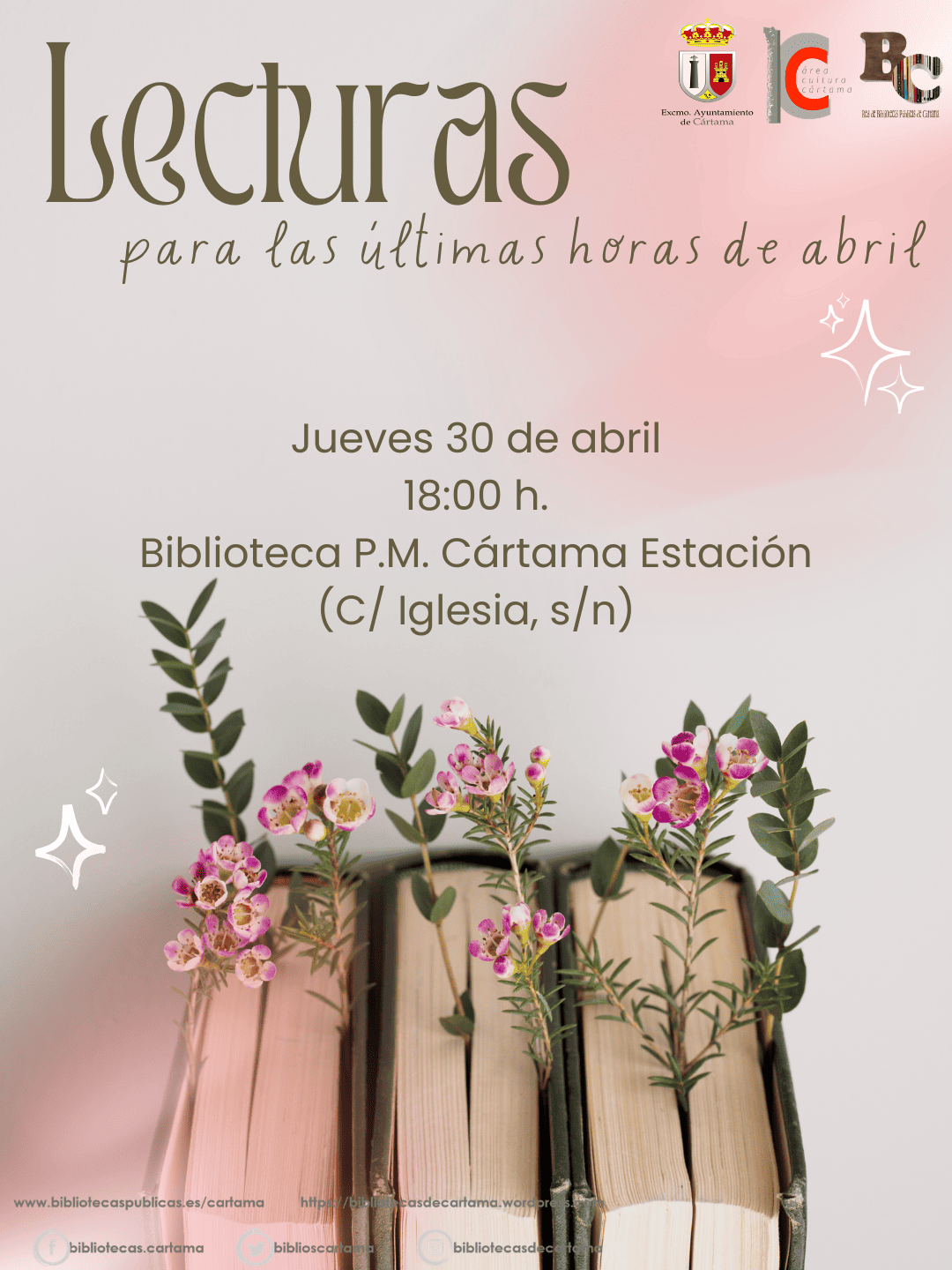 LA RED DE BIBLIOTECAS ORGANIZA UNA NUEVA EDICIÓN DEL EVENTO “LECTURAS PARA LAS ÚLTIMAS HORAS DE ABRIL”