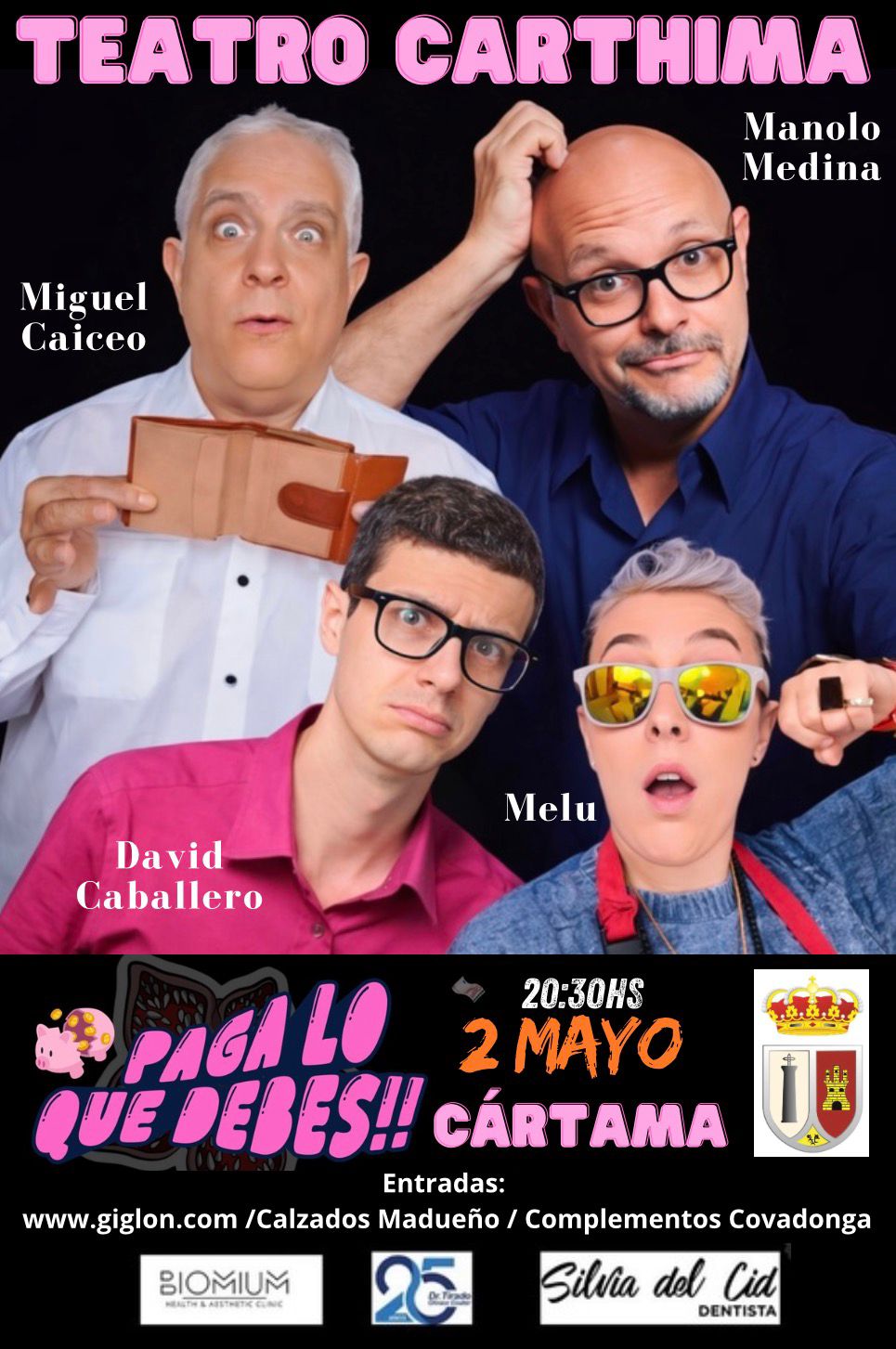 LA COMEDIA “¡PAGA LO QUE DEBES!” LLEGARÁ AL TEATRO CARTHIMA EL PRÓXIMO 2 DE MAYO