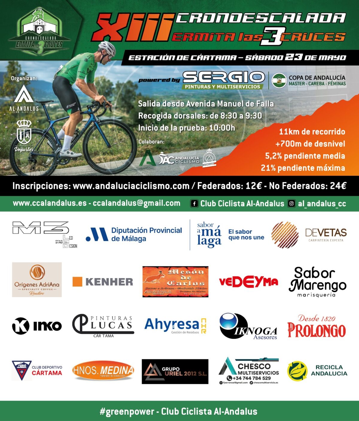 LA CRONOESCALADA CICLISTA ERMITA DE LAS TRES CRUCES REUNIRÁ A MÁS DE 200 PARTICIPANTES ESTE SÁBADO