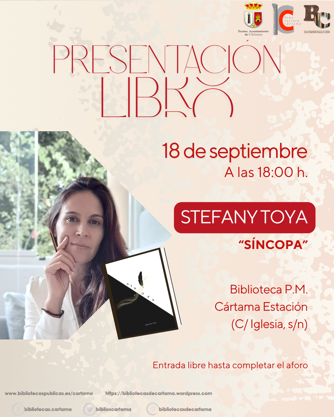La Biblioteca de Estación de Cártama acogerá la presentación del libro de poesía “Síncopa”